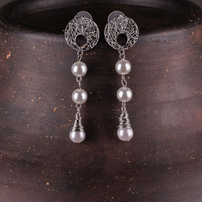 Cercei Perle Argintii Shopika | Eleganță Sigură