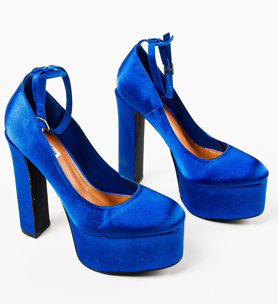 Pantofi Floyd Albaștri cu Toc Eleganți - imagine 5