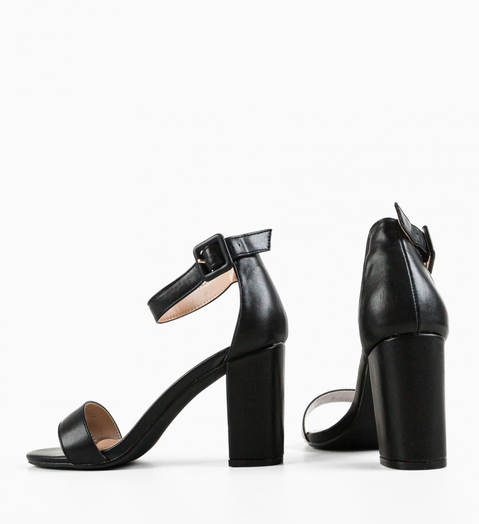 Sandale cu toc Fields Negre | Eleganță și Stil - imagine 8