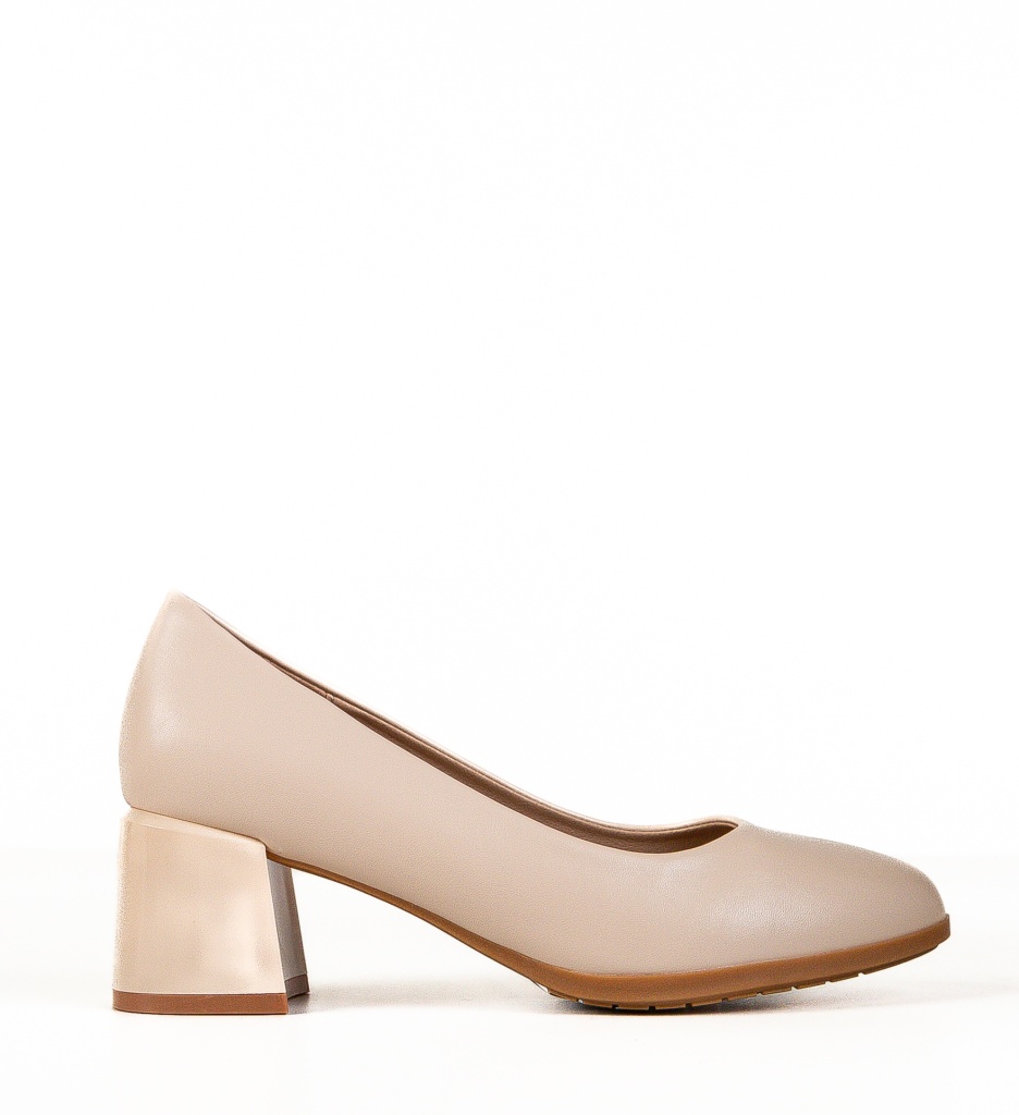 Pantofi Dama Gintha Bej cu Toc Eleganți - imagine 4