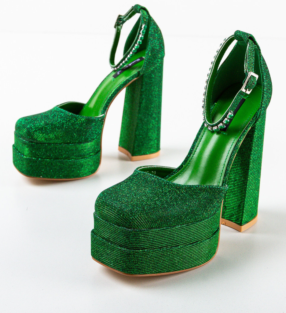 Pantofi Kierran Verzi cu Toc Eleganți - imagine 6