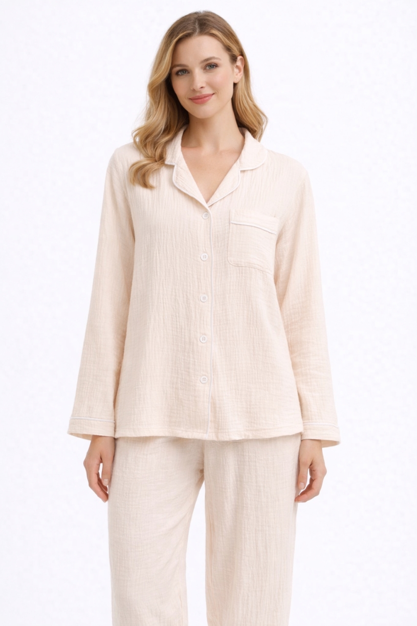 Pijama Dama Delis Dreamy Touch Bej 100% Bumbac