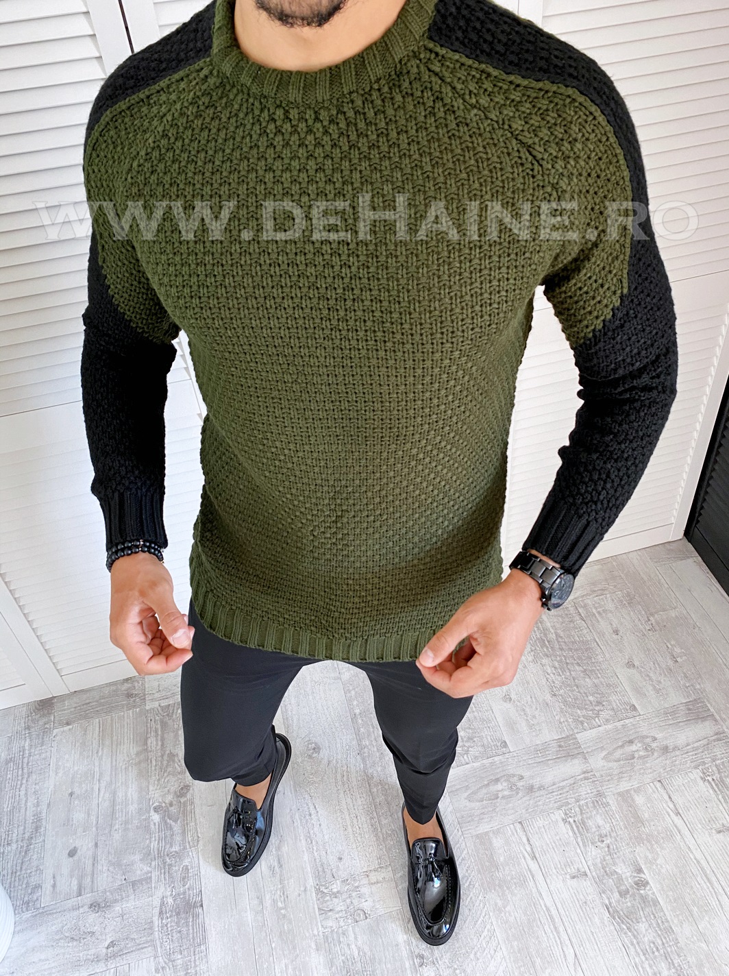 Pulover Barbati Slim Fit Kaki - Eleganta si Confort