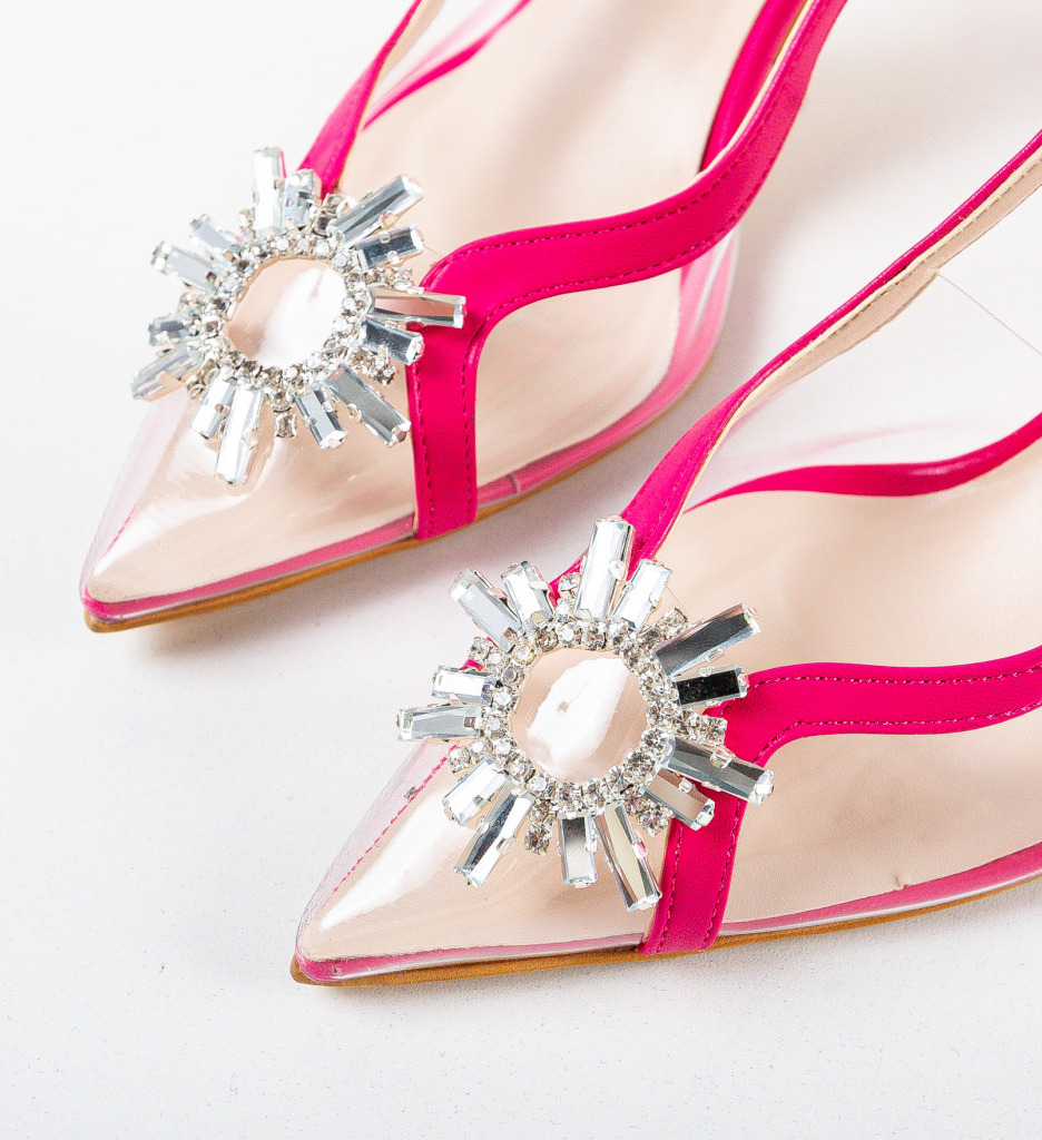 Pantofi Dama Recce Roz cu Toc Elegant - imagine 7