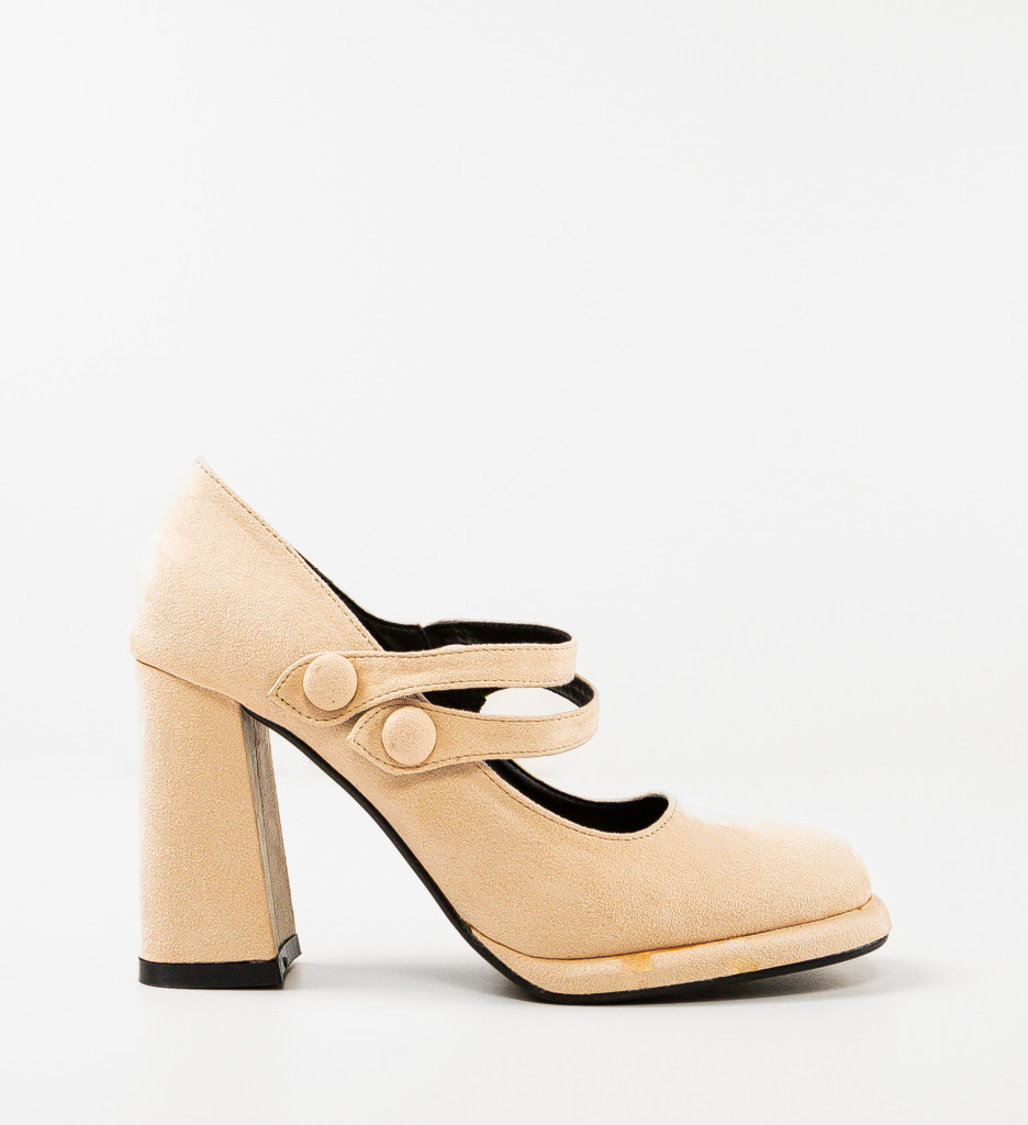 Pantofi Dama Vintage Bej cu Toc - Eleganță Atemporală - imagine 3