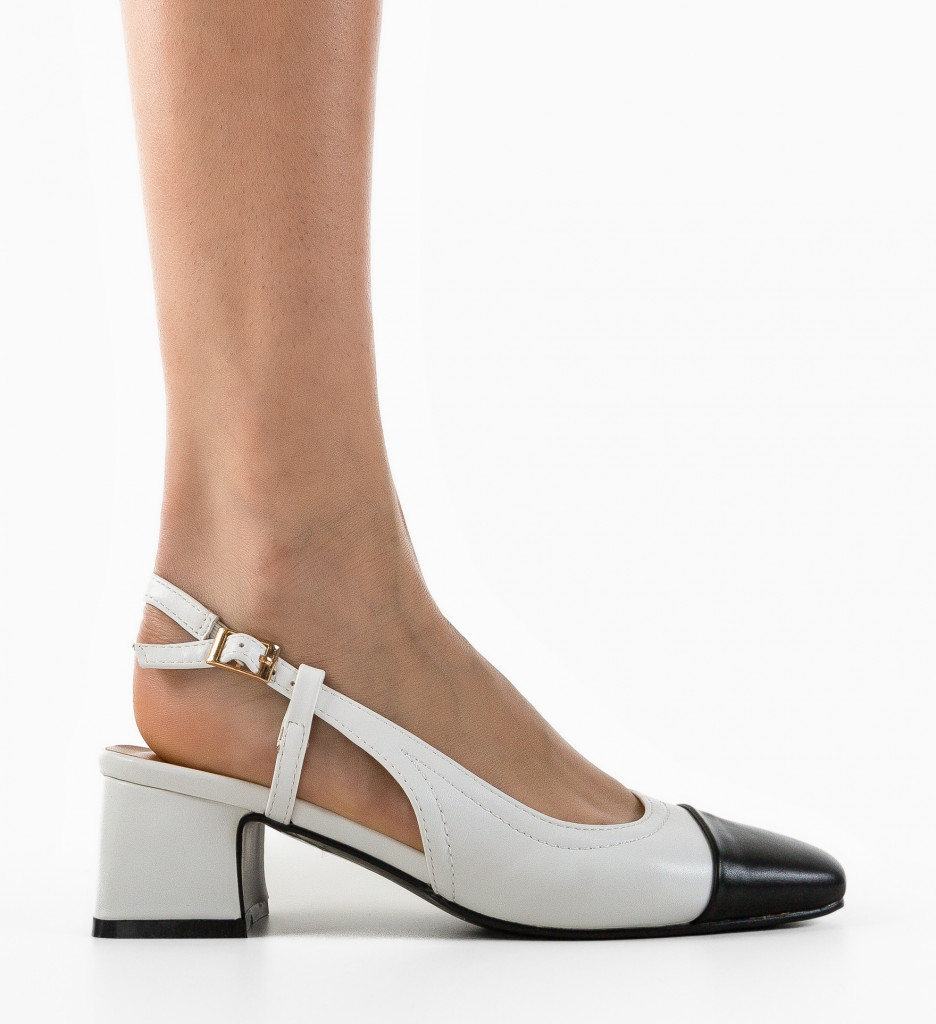 Pantofi Eilee Albi cu Toc Eleganți - imagine 4