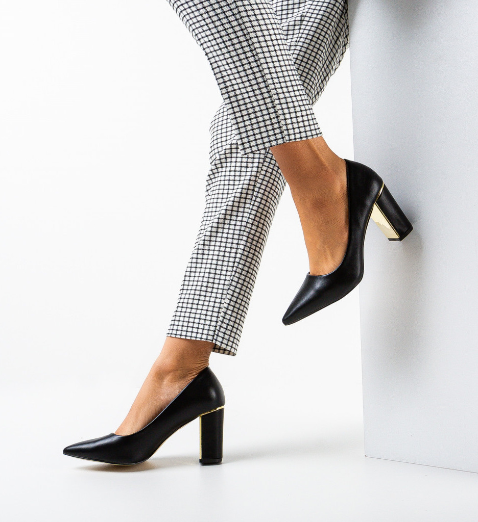 Pantofi Sherman Negri Eleganți cu Toc