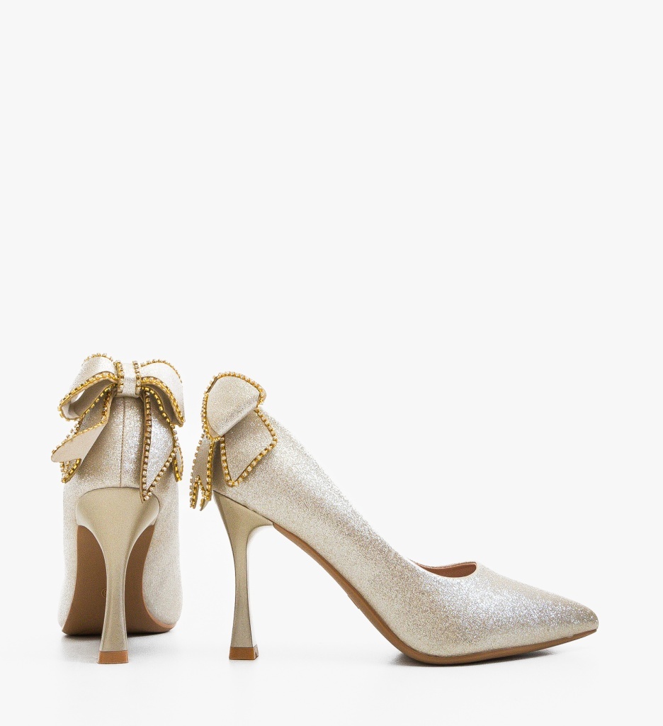 Pantofi Stiletto Nenyz Aurii Eleganți - imagine 5