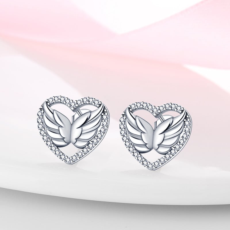 Cercei Inima Argint 925 Delis | Design Romantic, Rodiu - imagine 3