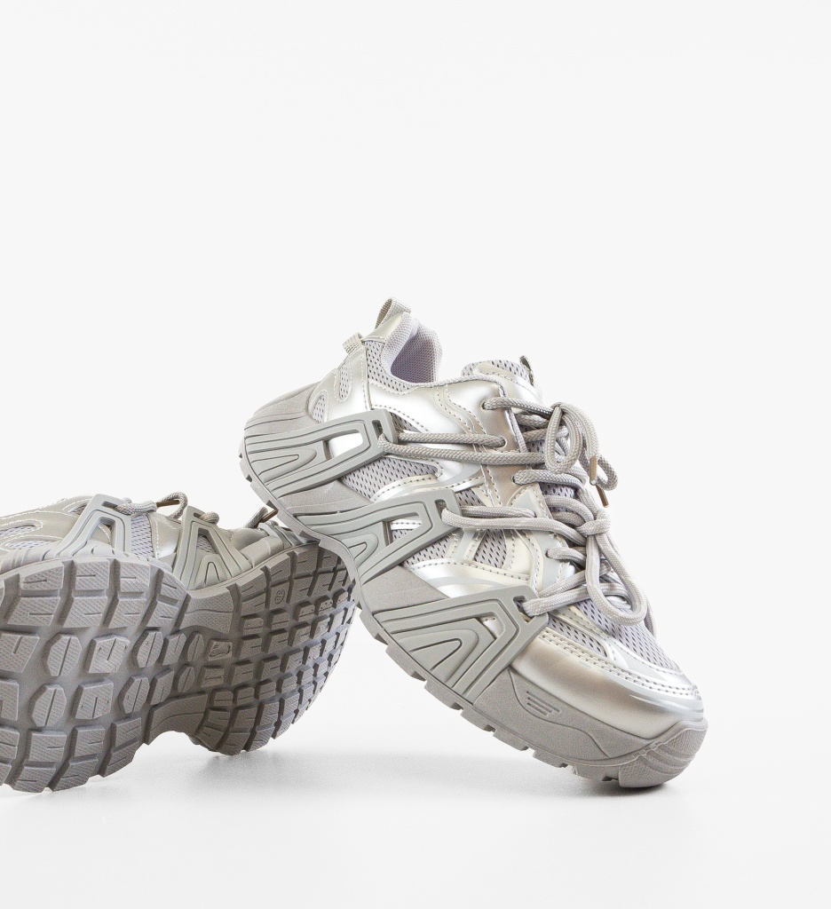 Sneakers Dama Joao Argintii | Stil Urban - imagine 2