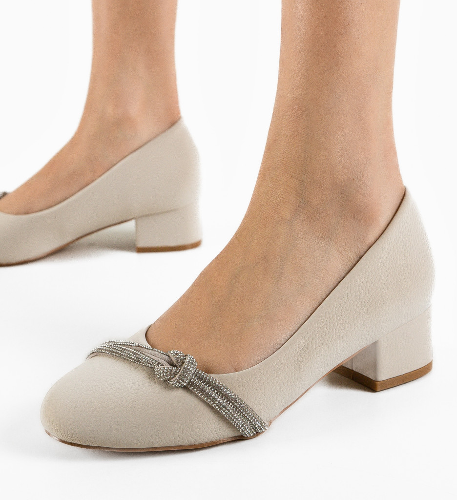 Pantofi Turen Bej cu toc - Eleganță maximă - imagine 3