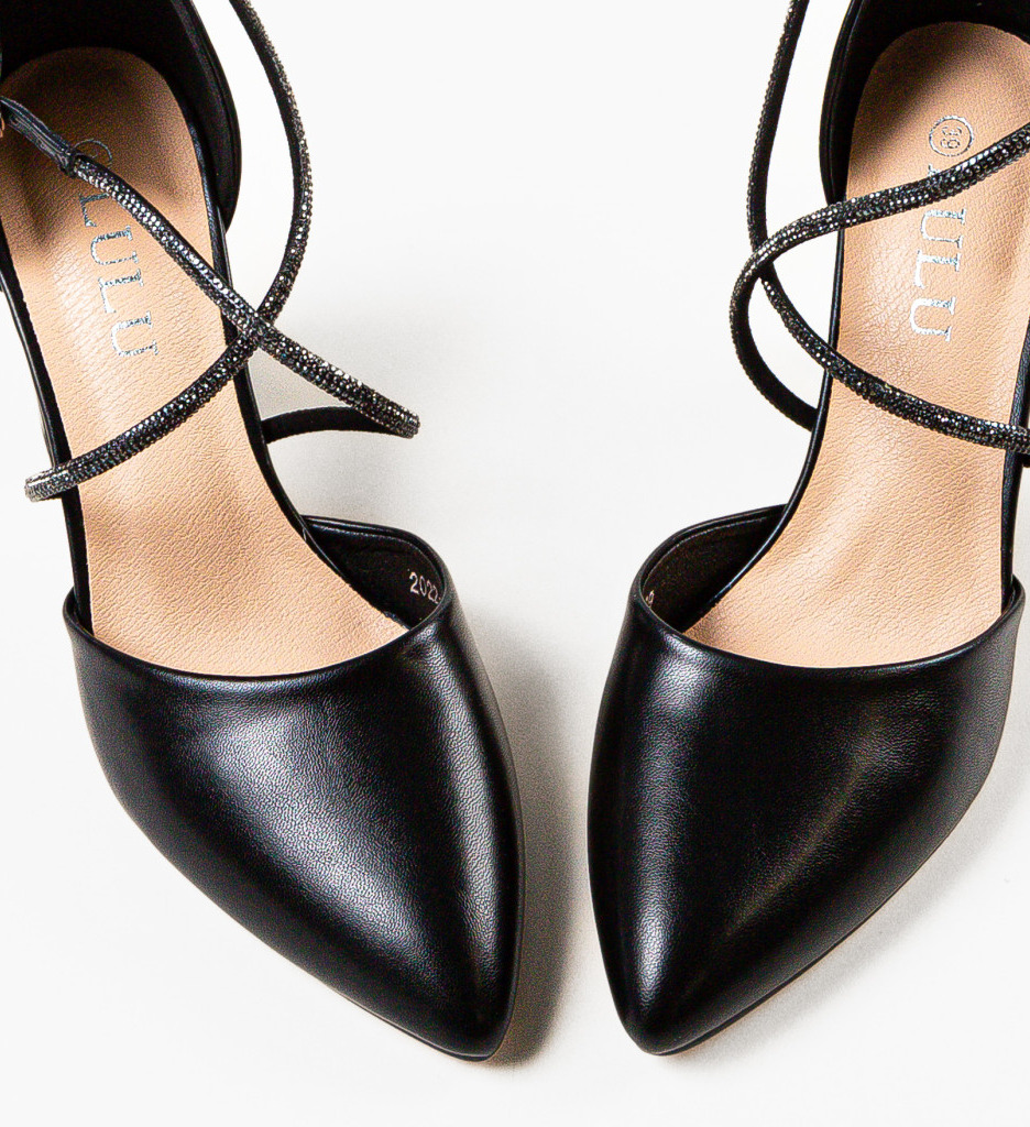 Pantofi Doitei Negri Eleganți cu Toc - imagine 5