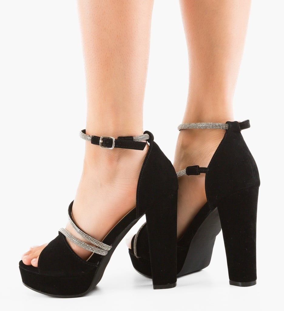 Sandale cu toc Ubyher Negre Elegante