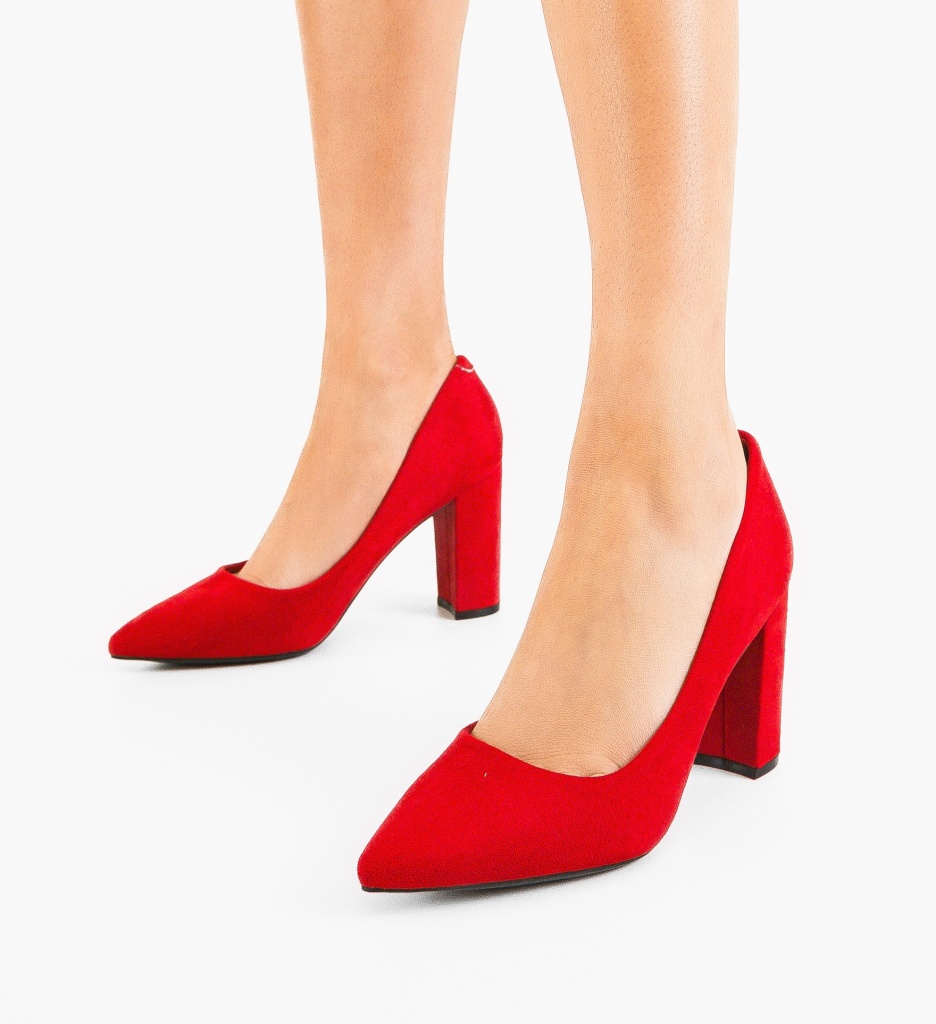 Pantofi Dama Rosii Yang cu Toc Elegant - imagine 3