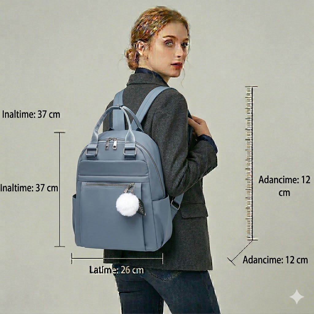Rucsac dama Pfy Celia, albastru, 4 buzunare - imagine 2