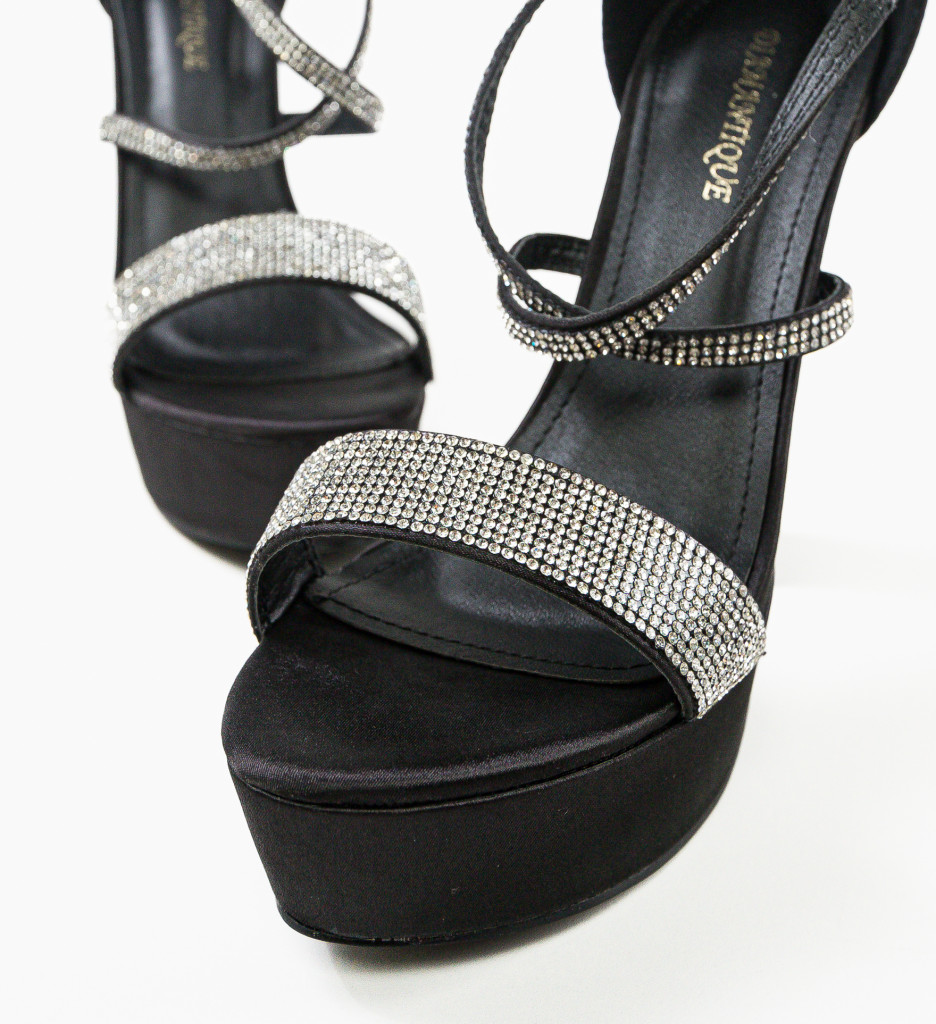 Sandale cu Toc Taniqua | Eleganță Neagră Clasică - imagine 6