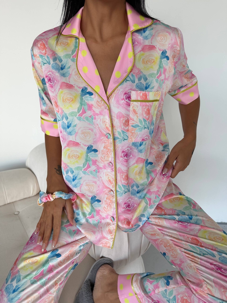 Set Pijama Dama 2 Piese Nasturi Delis - imagine 7