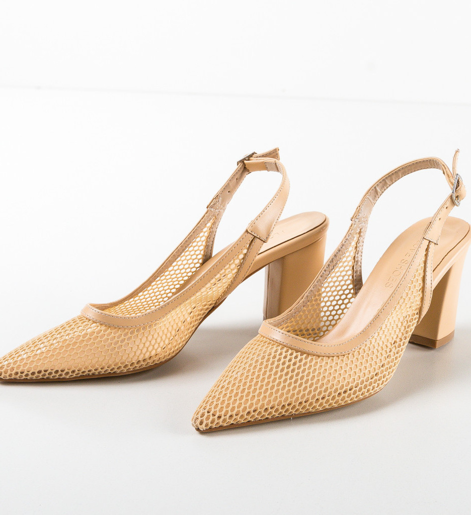 Pantofi Caresy Bej cu Toc Eleganți - imagine 7