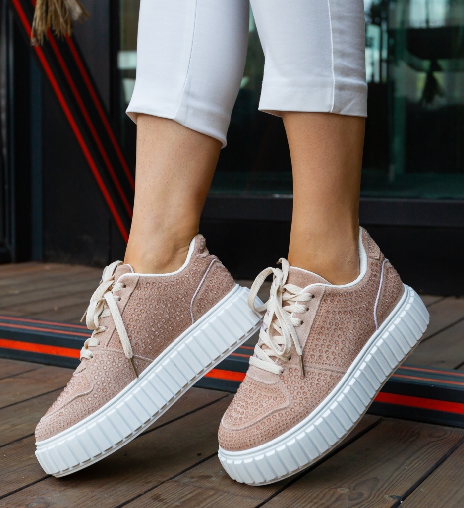 Sneakers Dama Nirat Khaki Sport Confortabili - imagine 2