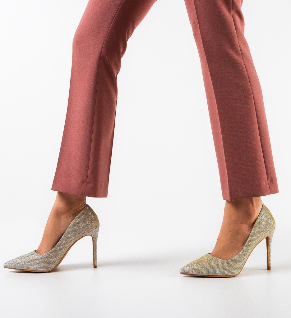 Pantofi cu Toc Aurii Sharp | Eleganță Maximă - imagine 3