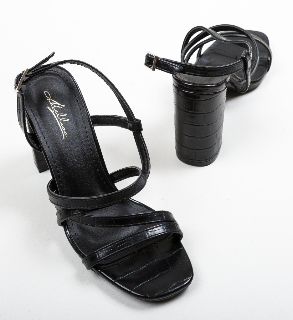 Sandale Jaya Negre cu Toc - Eleganță Maximă - imagine 7