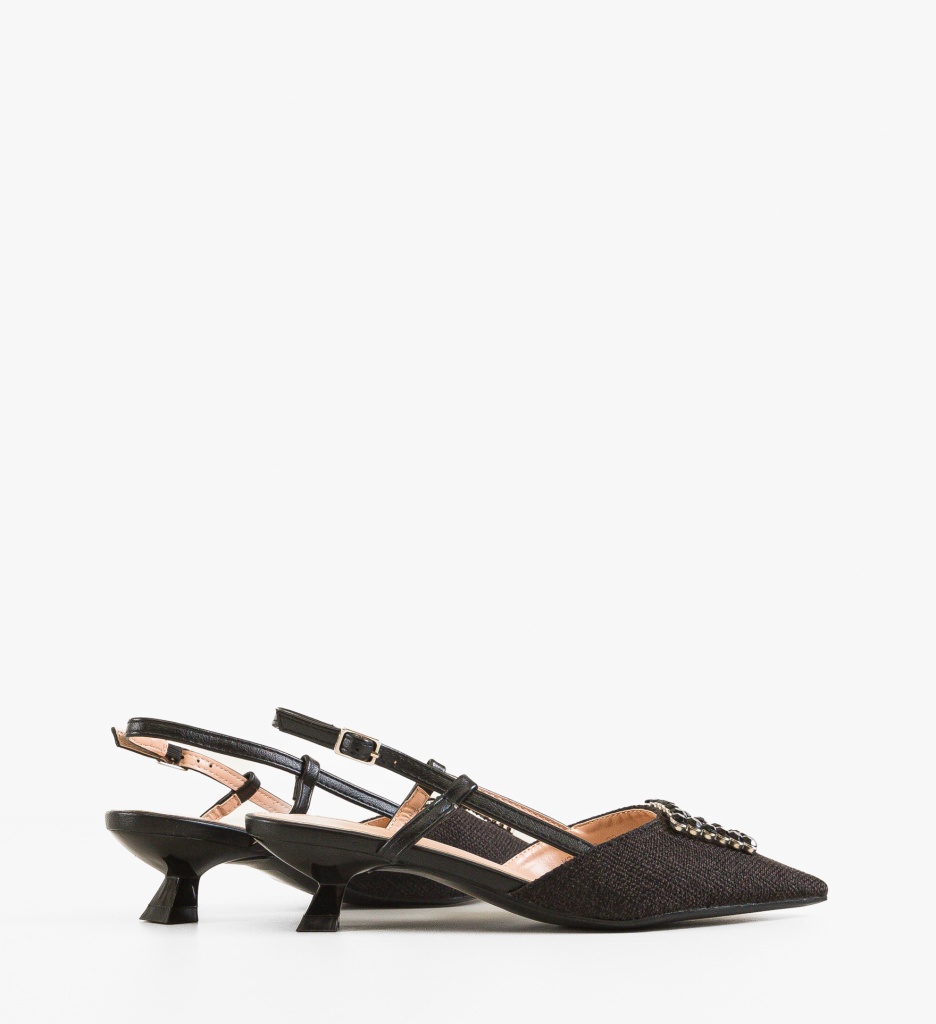 Pantofi Negri Dama Eleganți cu Toc - imagine 5
