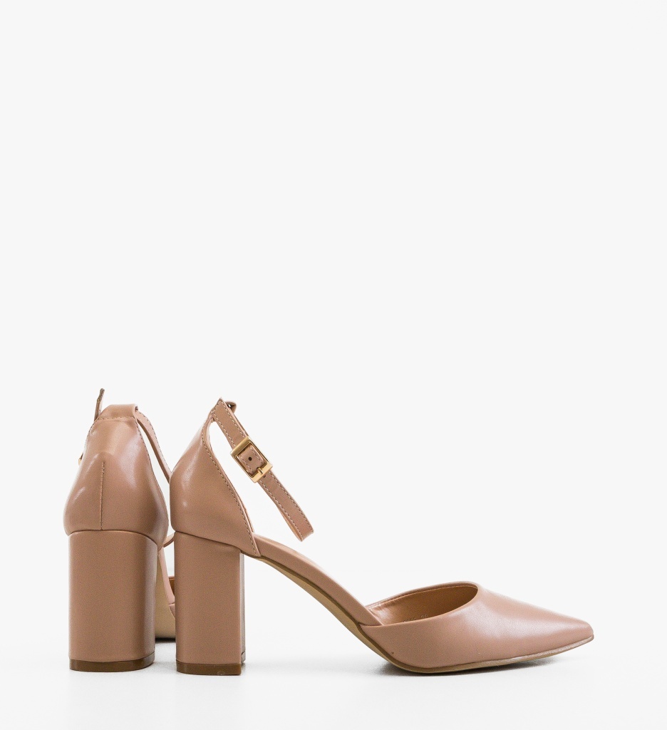Pantofi Dama Jalapen Nude Eleganți cu Toc - imagine 5