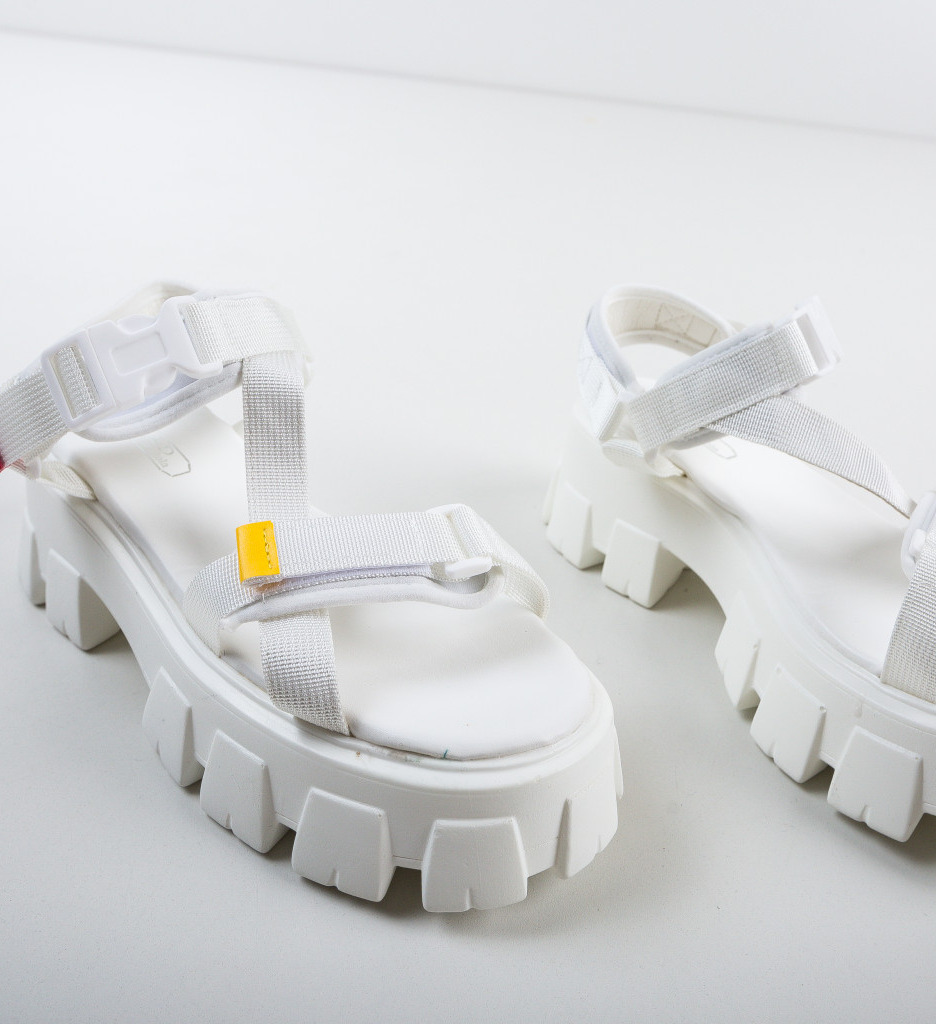 Sandale Roral Albe Elegante și Confortabile - imagine 6