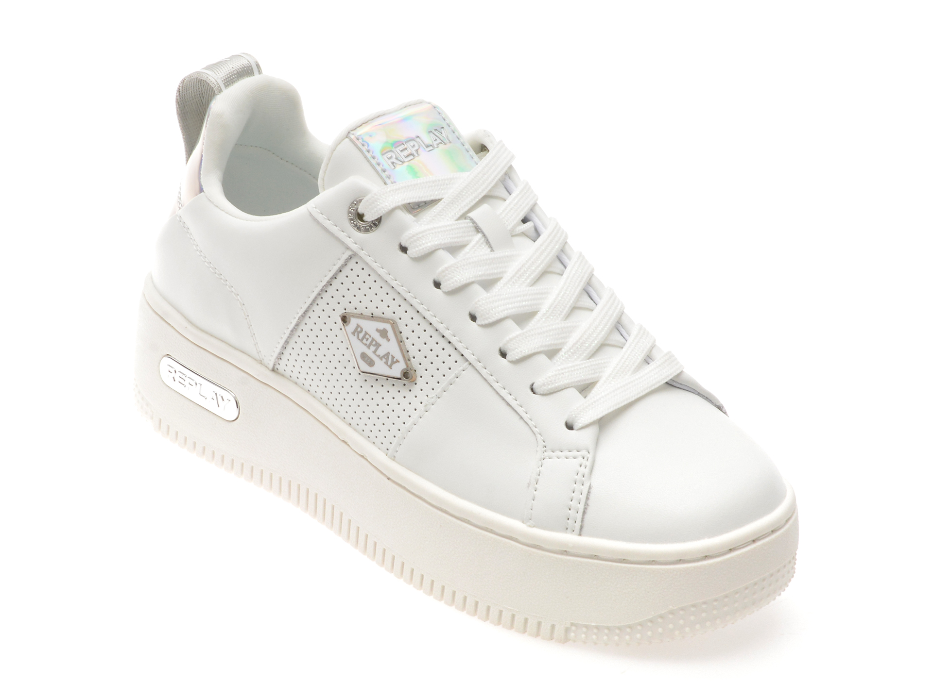 Pantofi Sport REPLAY Albi din Piele Naturală
