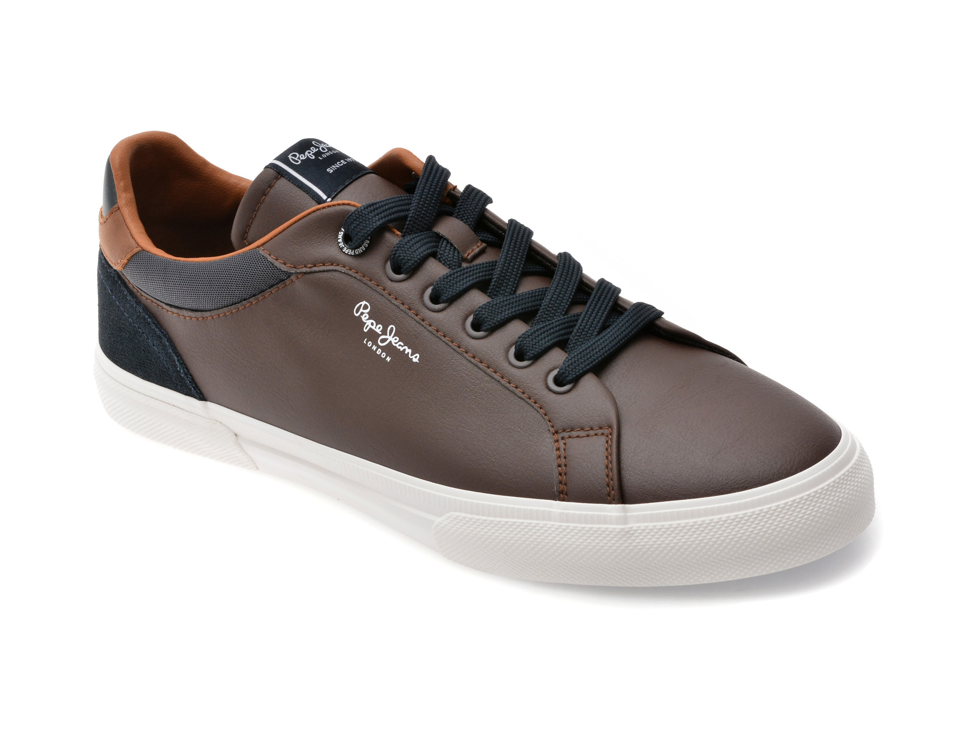 Pantofi PEPE JEANS KENTON COURT maro piele