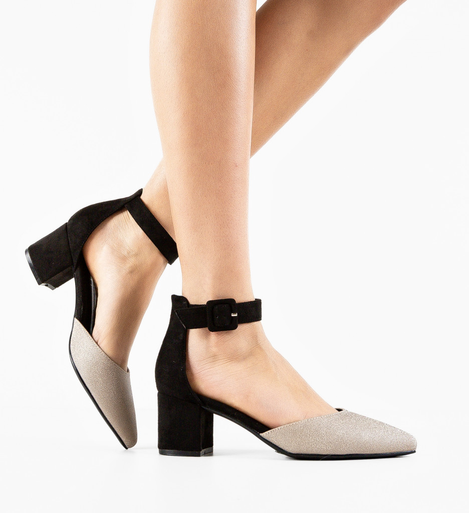 Pantofi Arbeu Aurii cu Toc Eleganți - imagine 4