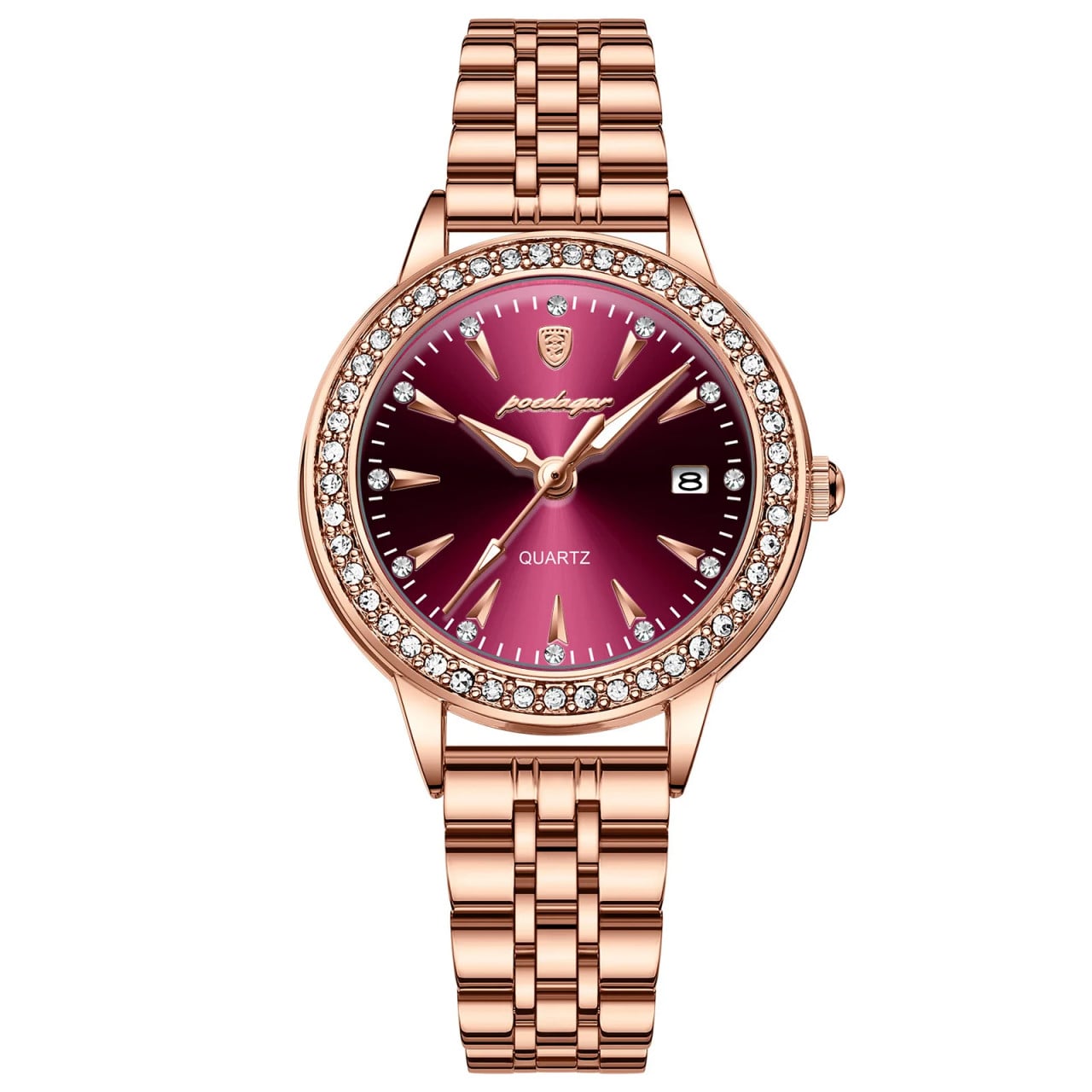Ceas Dama Poedagar CS1674 Rose Gold Cadran Rosu
