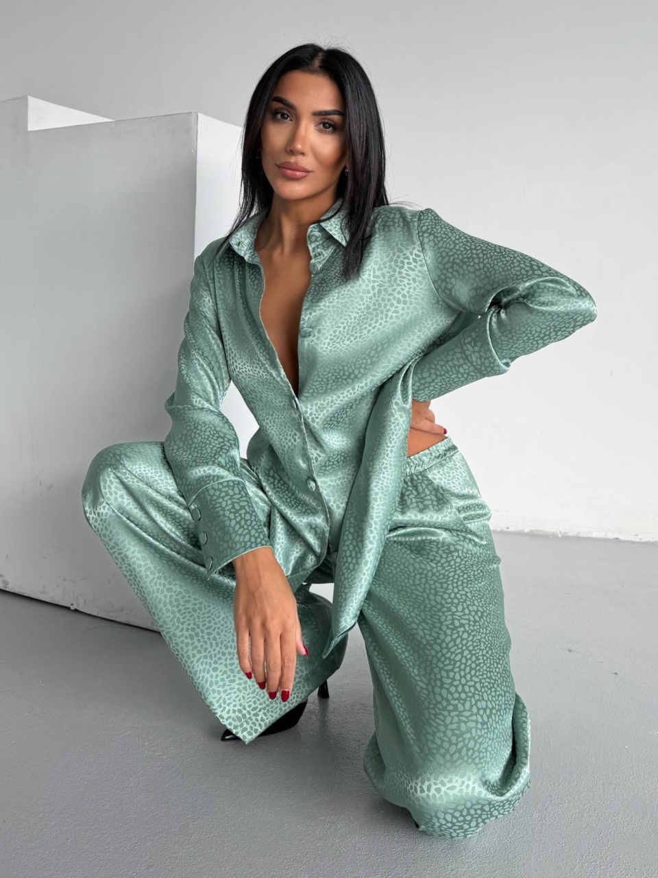 Set Pijama Dama 2 Piese Delis, Verde Menta - imagine 4