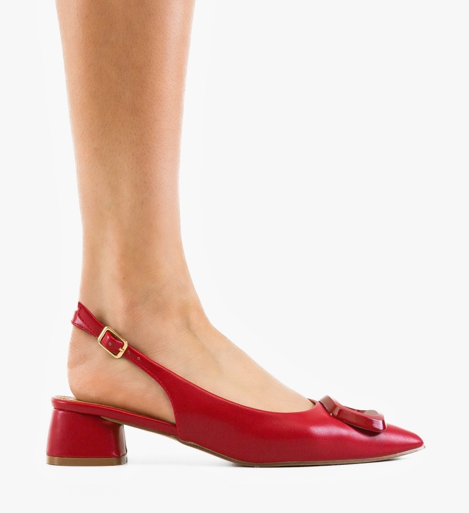 Pantofi Dama Olenna Rosii Eleganți cu Toc - imagine 6