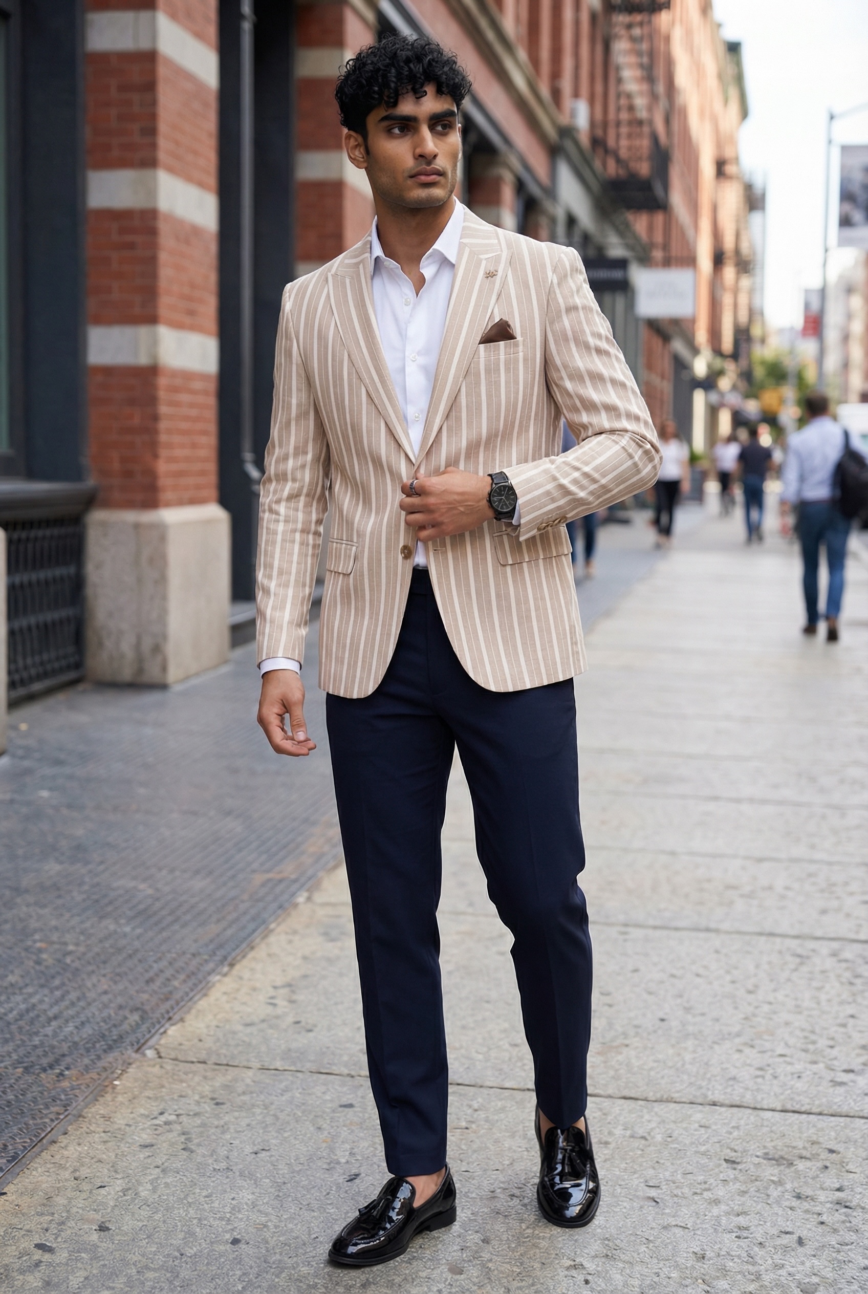 Sacou Barbati Slim Fit cu Dungi B3083