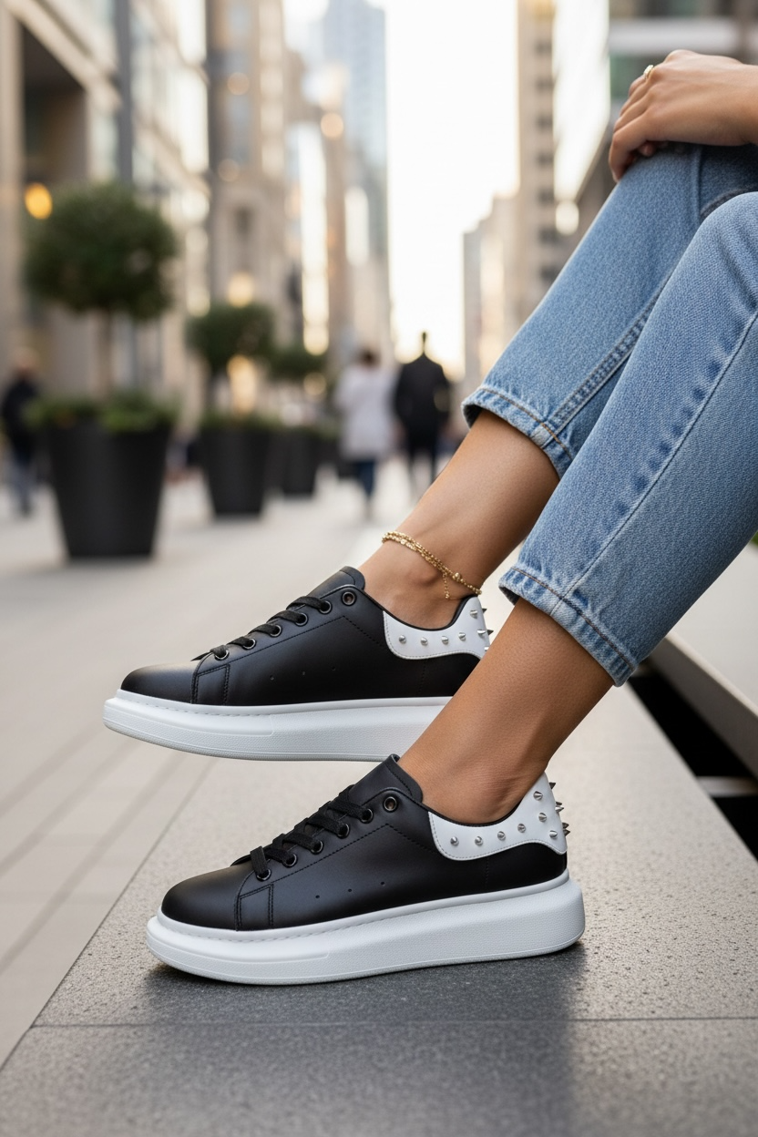 Adidași damă negru-alb casual comozi 6626