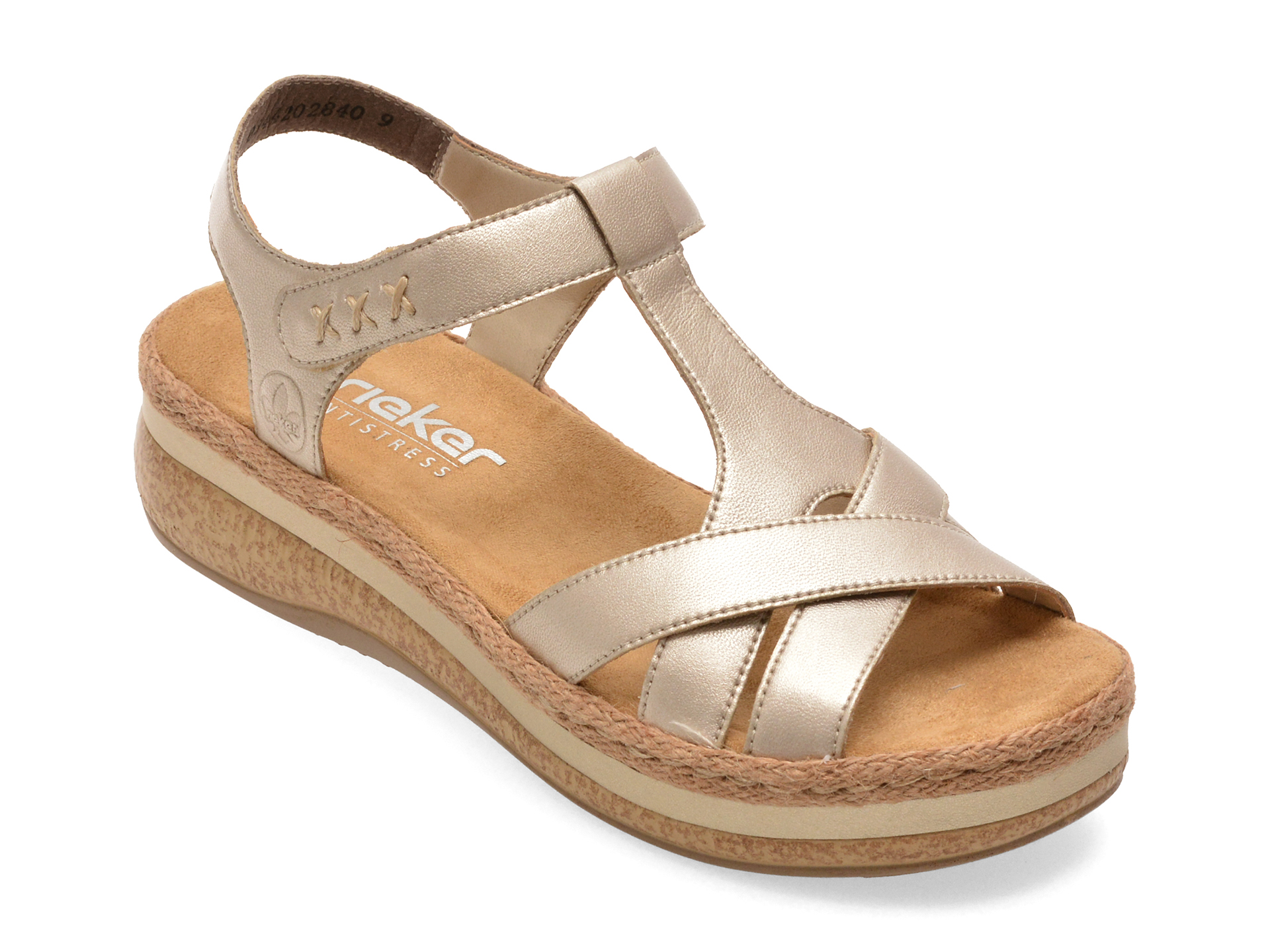 Sandale Rieker Auriu, Confort Premium Piele - imagine 2