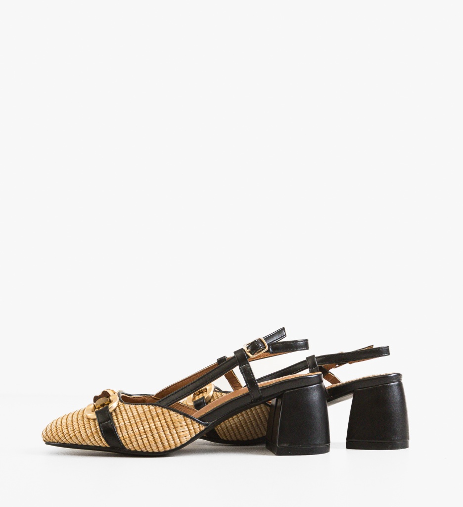 Pantofi Mohsin Negri Eleganți cu Toc - imagine 5