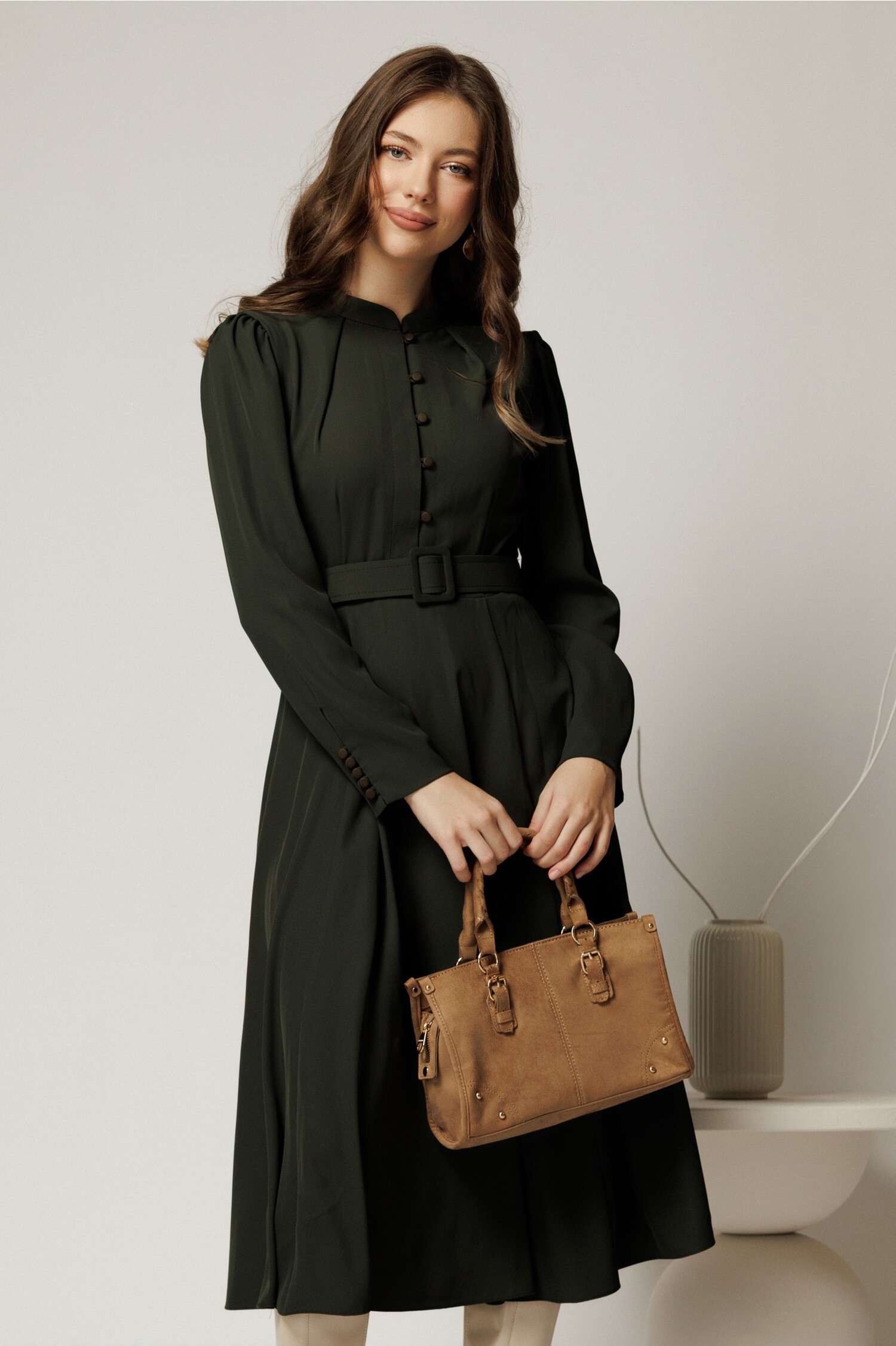 Rochie Kaki DY Fashion Eleganta Civila