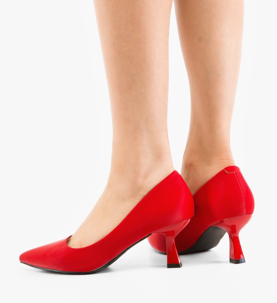 Pantofi cu toc Fyra rosii eleganți - imagine 4