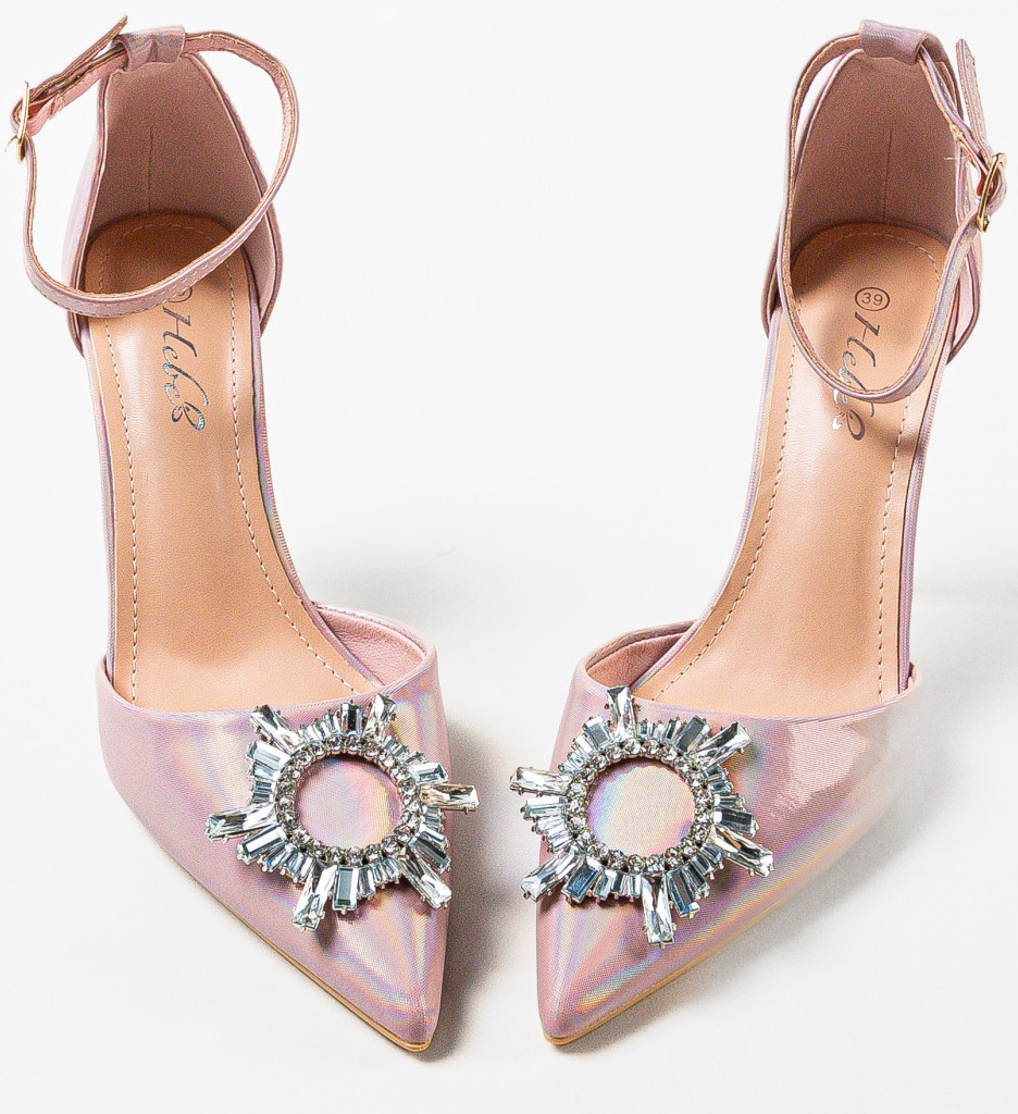 Pantofi Honor Roz cu Toc Eleganți - imagine 6