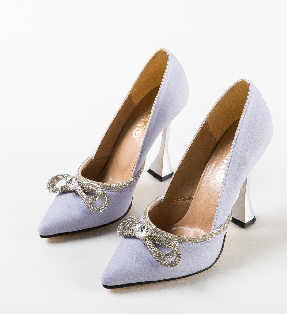 Pantofi Armas Gri cu Toc Eleganți - imagine 5