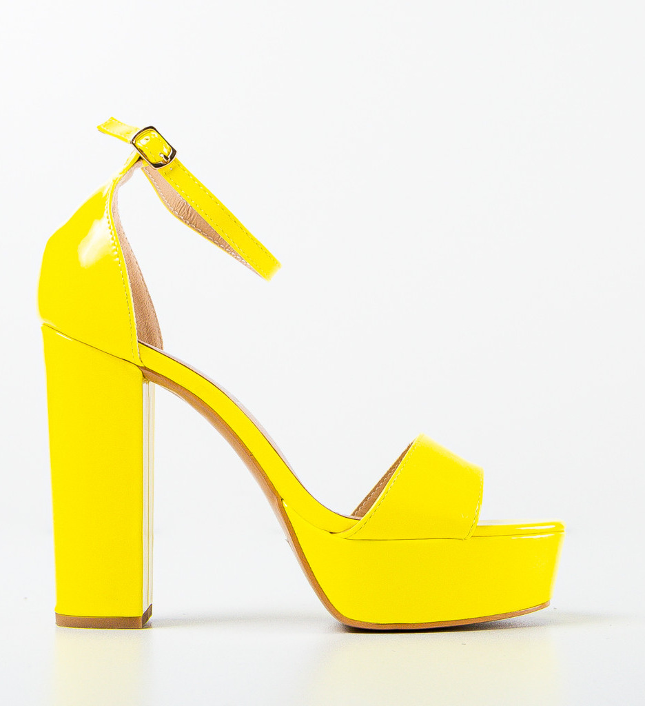 Sandale Mill Galbene cu Toc Elegante - imagine 4