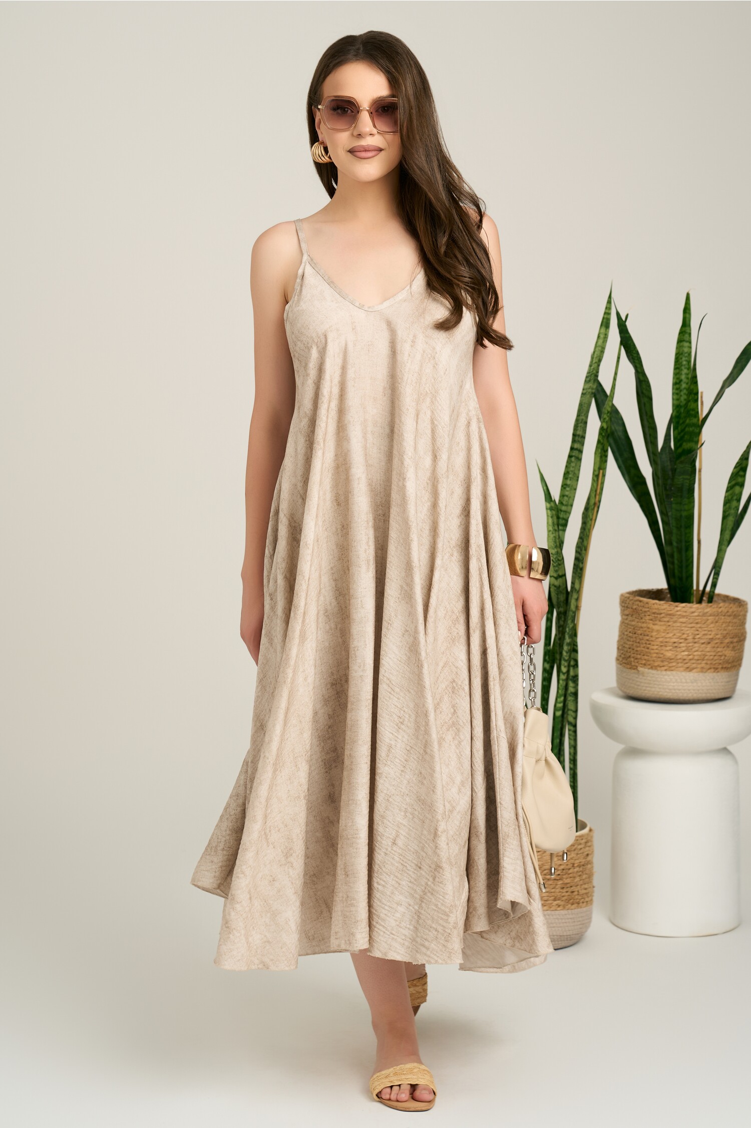 Rochie Viscosa Bej Croi A - Eleganta Vara