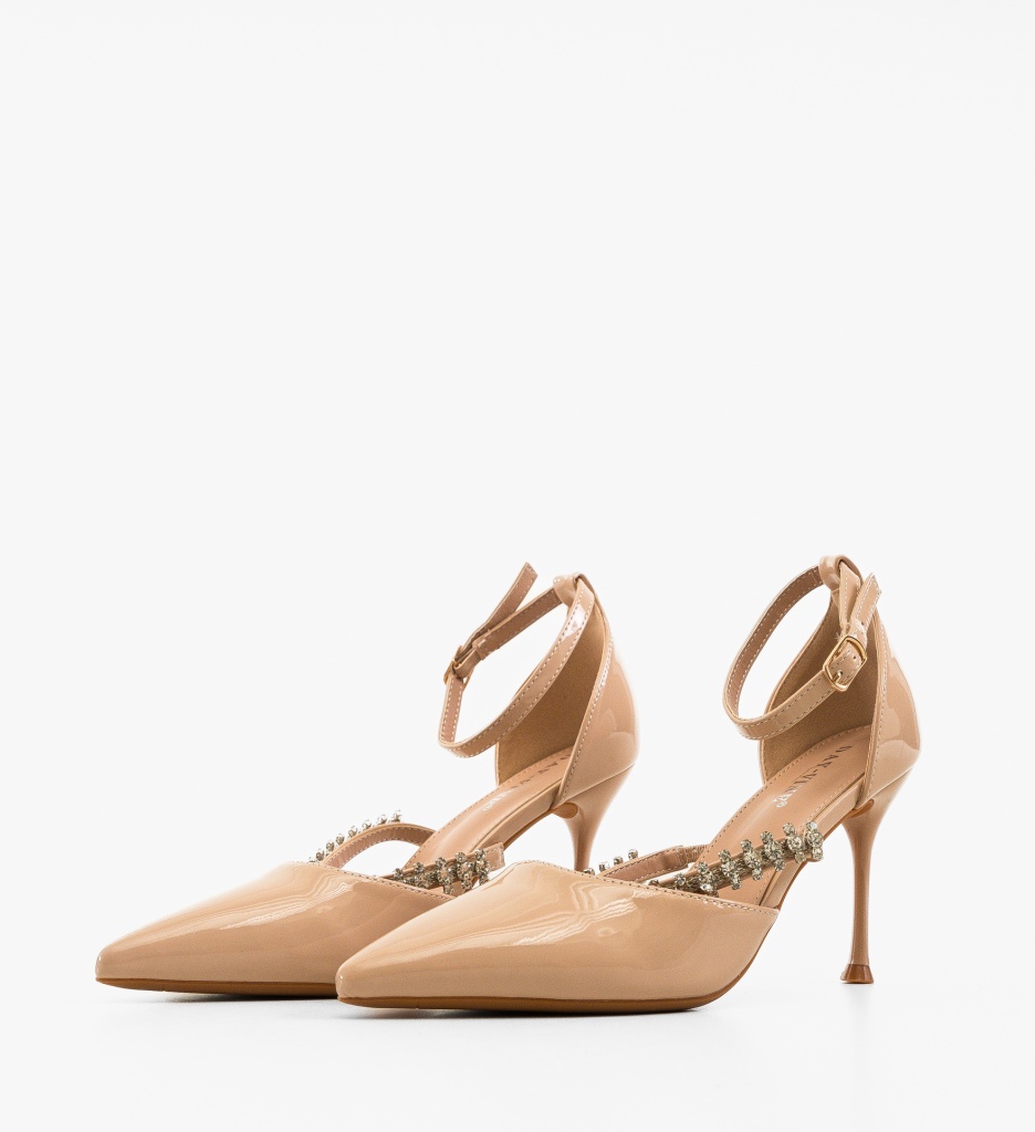 Pantofi Dama Rhys Bej cu Toc Eleganți - imagine 4
