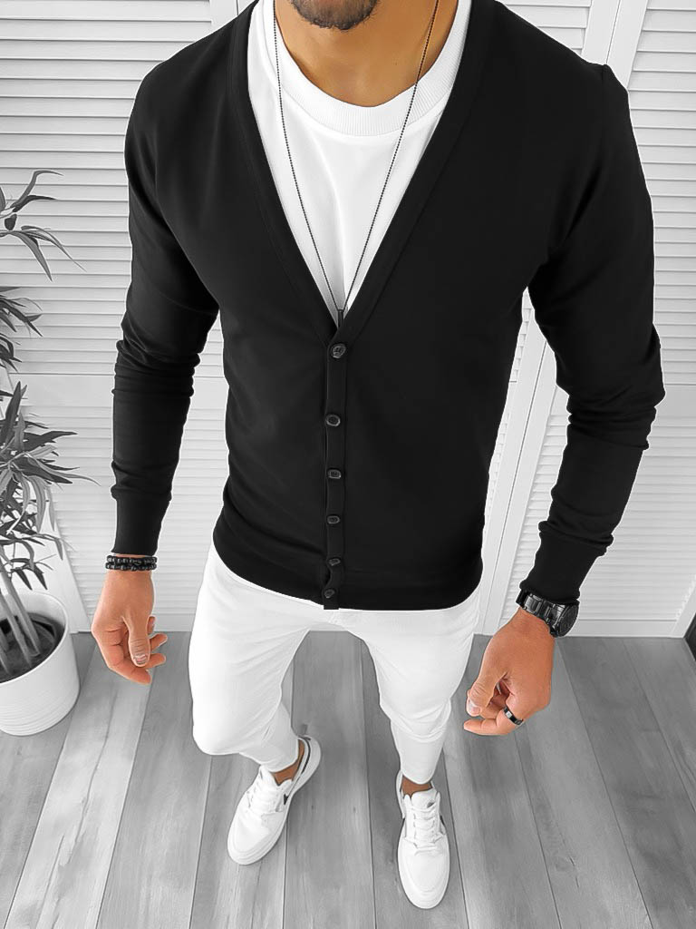 Bluza Barbati Slim Fit Neagra - Eleganta Casual