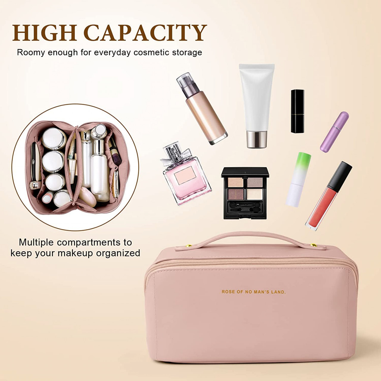 Geanta cosmetice Delis Chabela Roz, impermeabila, 25x12x12.5 cm - imagine 7