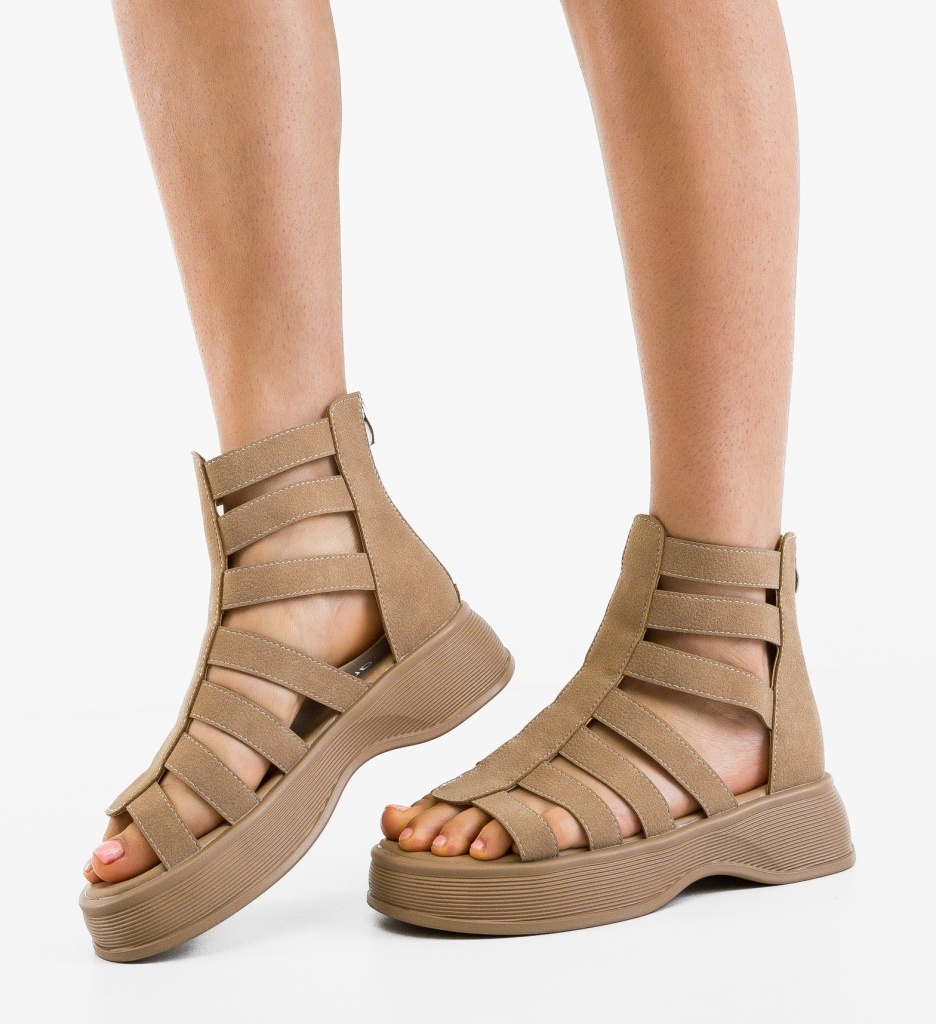 Sandale Dama Budica Khaki Elegante - imagine 3