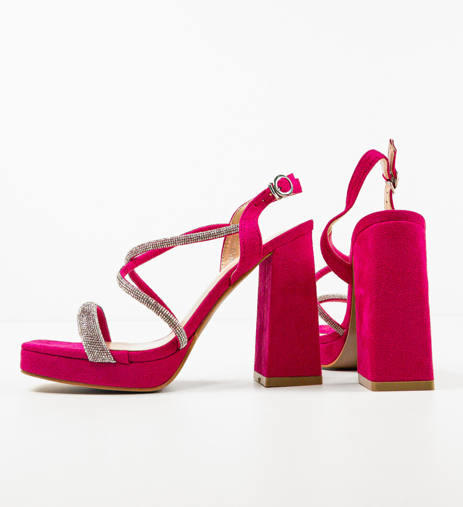 Sandale Dama Fuchsia cu Toc Elegant - imagine 5