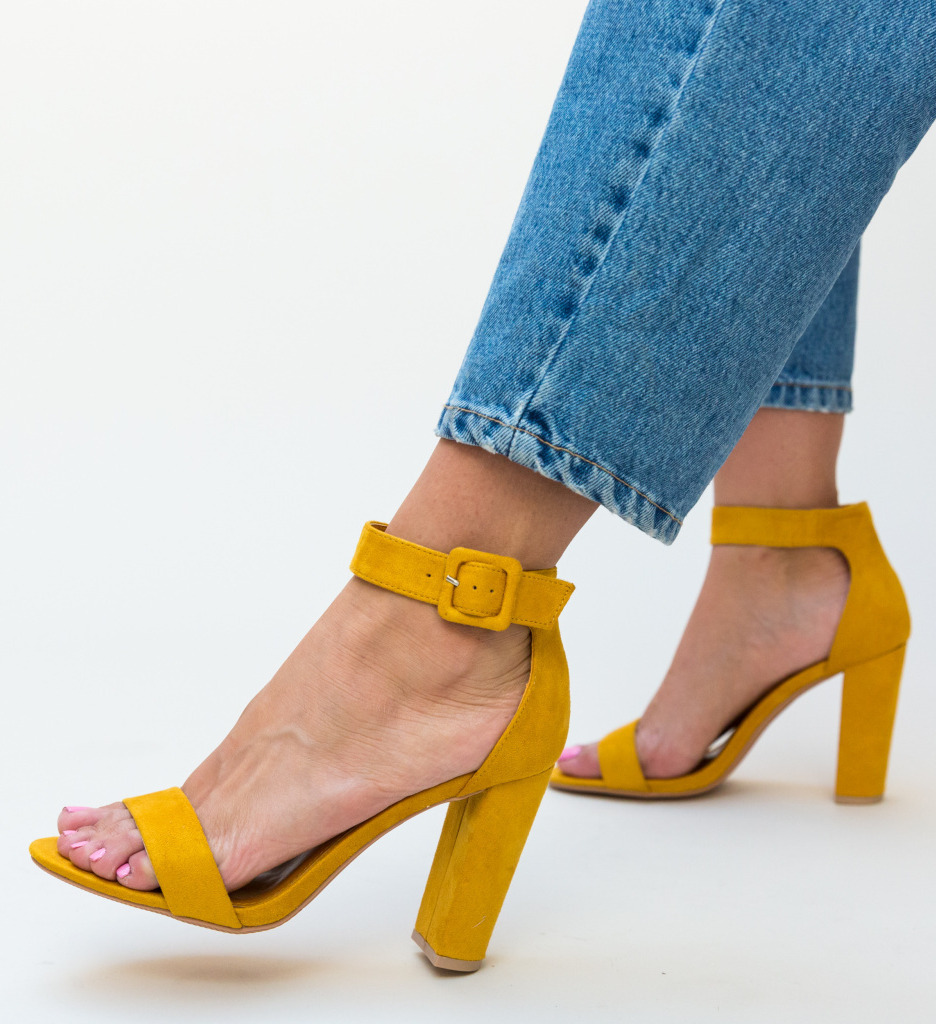 Sandale Galbene cu Toc Semuel | Eleganță Vară